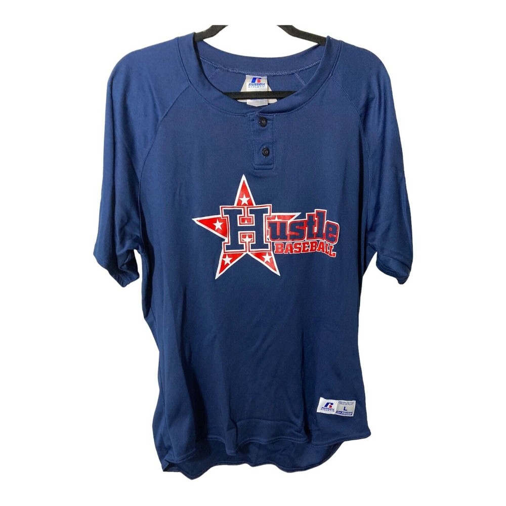 HUSTLE BASEBALL Baseball Jersey #22 Unisex Pull Over 2 Button Front Large